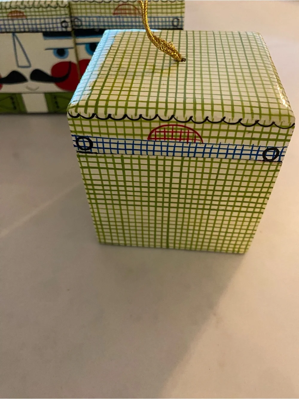 Crate&Barrel NIB Set 4 Green Nutcracker Boxes Holiday Ornaments Gift Whimsical